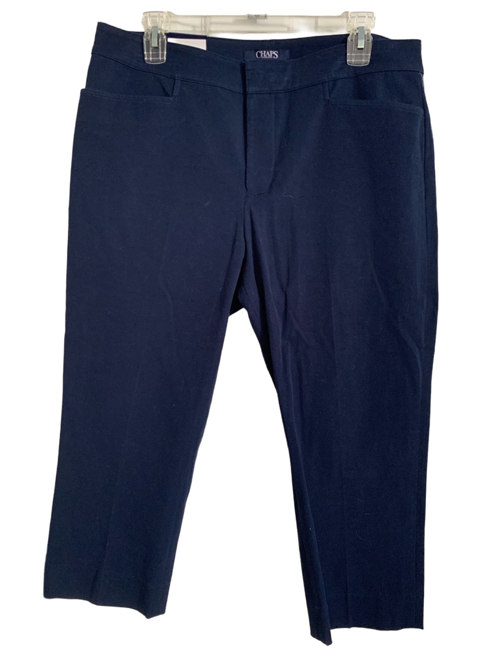 CHAPS Navy Blue Cotton Elastane Mid Rise Slimming Fit Capri Pants